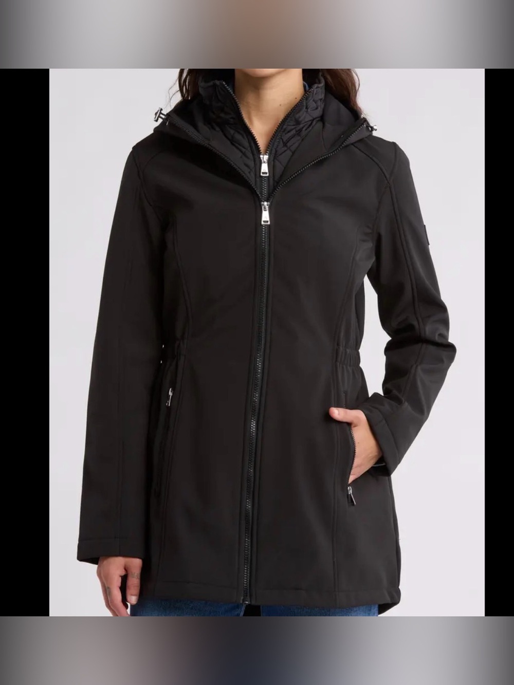 Ralph Lauren Black Hooded Trench Coat Waterproof Coat